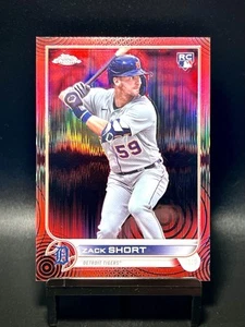 2022 Topps Chrome Sonic Zach Short RED & BLACK PULSE /5 SSP RC Tigers Braves - Picture 1 of 2