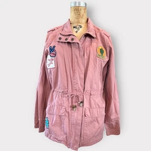 Miss London Black Label Anorak Utility Jacket Women's L- Dusty Pink Full Zip - Picture 1 of 10