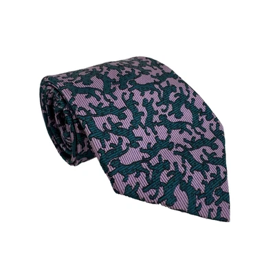 Corbata Charvet Place Vandome patrón de leopardo púrpura seda para hombre hecha en Francia Foto 1 de 4