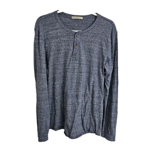 Camiseta Henley Capa Marina Para Hombre Grande Azul Re-Girada Manga Larga Ligera - Imagen 1 de 9