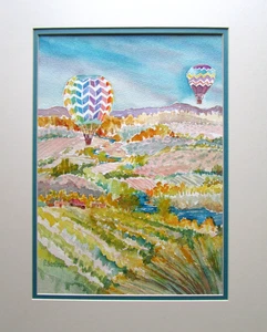 Albuquerque RioGrande International Balloon Fiesta Original Watercolor Painting - Picture 1 of 15