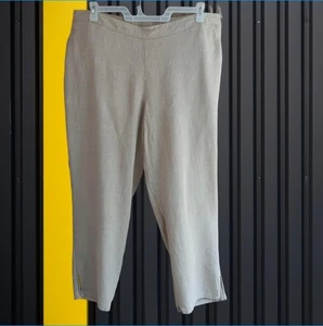 Pantalones para mujer Catherines cintura elástica mezcla de lino beige talla 1X - Imagen 1 de 8