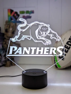 Penrith Panthers Rugby League 3D LED Luz Nocturna Lámpara con Nombre Personalizado - 16 Colores Foto 1 de 4