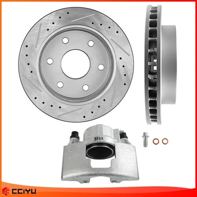 Front Drilled Rotors Right Brake Caliper For Chevrolet GMC K1500 Suburban K2500 - Image 1 of 4