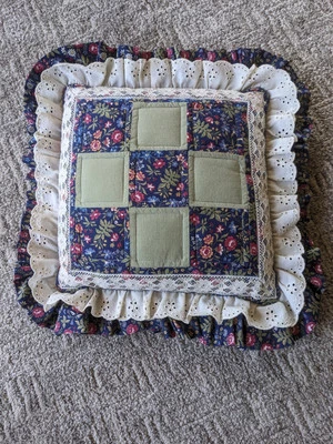 "Almohada vintage Spring Industries colorida tiro de retazos 14"" Boho Grannycore" Foto 1 de 4