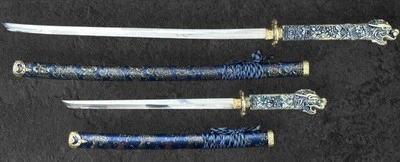 Samurai Dragon Head Sword Set Katana & Wakizashi  Stainless Steel Sharped Blade - Image 1 of 4