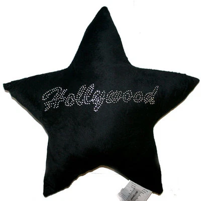 HOLLYWOOD MEGA Hollywood Star Studded Plush Pillow - Black- 3672
