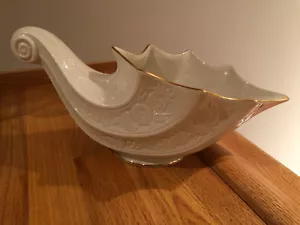Lenox "Fruits of Life Cornucopia" Fine Ivory China Centerpiece 24k Gold Rim Trim - Picture 1 of 7