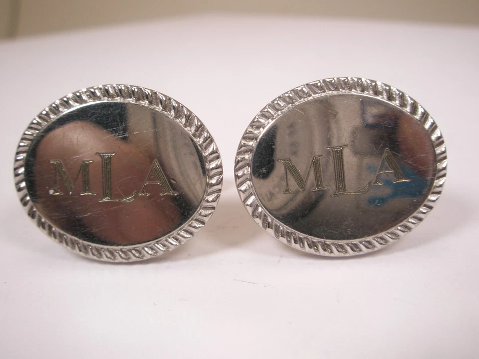 MLA Sterling Silver Monogram Initial Letter Vintage RAVI RATAN Cuff Links - Image 1 of 4