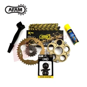AFAM 520 X Gold Chain Sprocket Kit (Alloy) + Carrier for Ducati 1199 Panigale /S - Picture 1 of 2