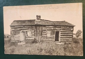 VTG Post Card - "ABE LINCOLN'S LOG CABIN" - COLES CO.-3.5"x 5.5" - Picture 1 of 2
