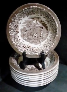 vintage 8 bols a céréales porcelaine anglaise Grindley Staffordshire marron - Imagen 1 de 8