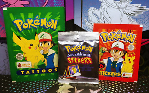 Pokemon Vintage Sticker Bundle Lot Merlin ArtBox Booster Packs sealed rare
