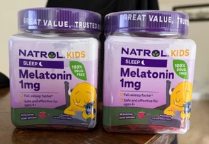 2 NATROL Kids Melatonin Gummies Ages 4+ Raspberry 1 mg 120 Gummies 04/2026 - Picture 1 of 6
