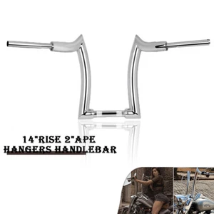 14'' Rise Handlebar Drag Bar Ape Hanger Fit For Harley Dyna Softail 2000-2021 - Picture 1 of 16