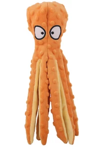 Dog Plush Toy, Octopus Crinkle and Squeaker, No Stuffing, Orange 12" - Picture 1 of 1