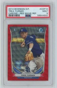 2014 Trea Turner 1st Bowman Chrome Red Wave REFRACTOR #/25 PSA 9 ROOKIE PHILLIES - Picture 1 of 2