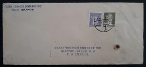 1941 Turkey Glenn Tobacco Company Cover ties 2 Atatturk stamps canc Izmir - Picture 1 of 4