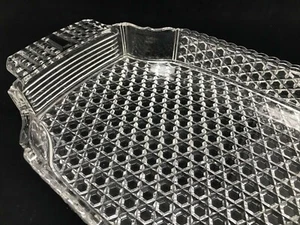 12" Cut Glass Honeycomb Flat Serving Dish Tray Handles Indented Corners Scallop - Picture 1 of 12