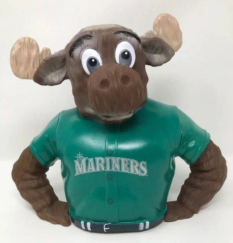 MLB Seattle Mariners Moose Piggy Bank Coin Bank Mariners Mascot Green Jersey NEW Cover