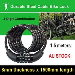 Bike Bicycle Lock 4 Digit Combination Code Steel Cable Security Password Cycling - Picture 1 of 7