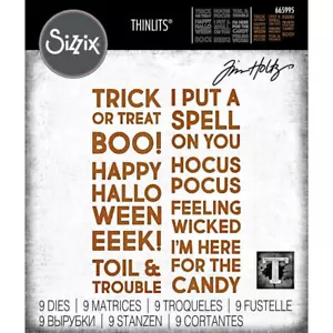 Sizzix Thinlits Die Set 9PK - Bold Text Halloween by Tim Holtz 665995 - Foto 1 di 5