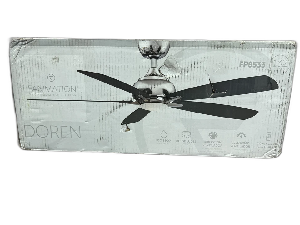 FANIMACIÓN Doren 52 in. Ventilador de techo LED negro integrado con vidrio esmerilado opalino Foto 1 de 1