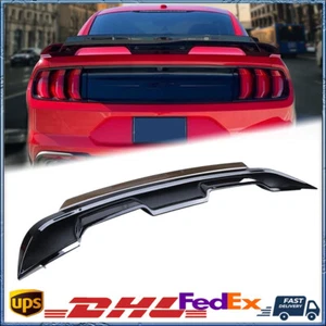 For 2015-2023 Ford Mustang Glossy Black Spoiler W/ Smoke Gurney Flap Wicker Bill - Picture 1 of 11