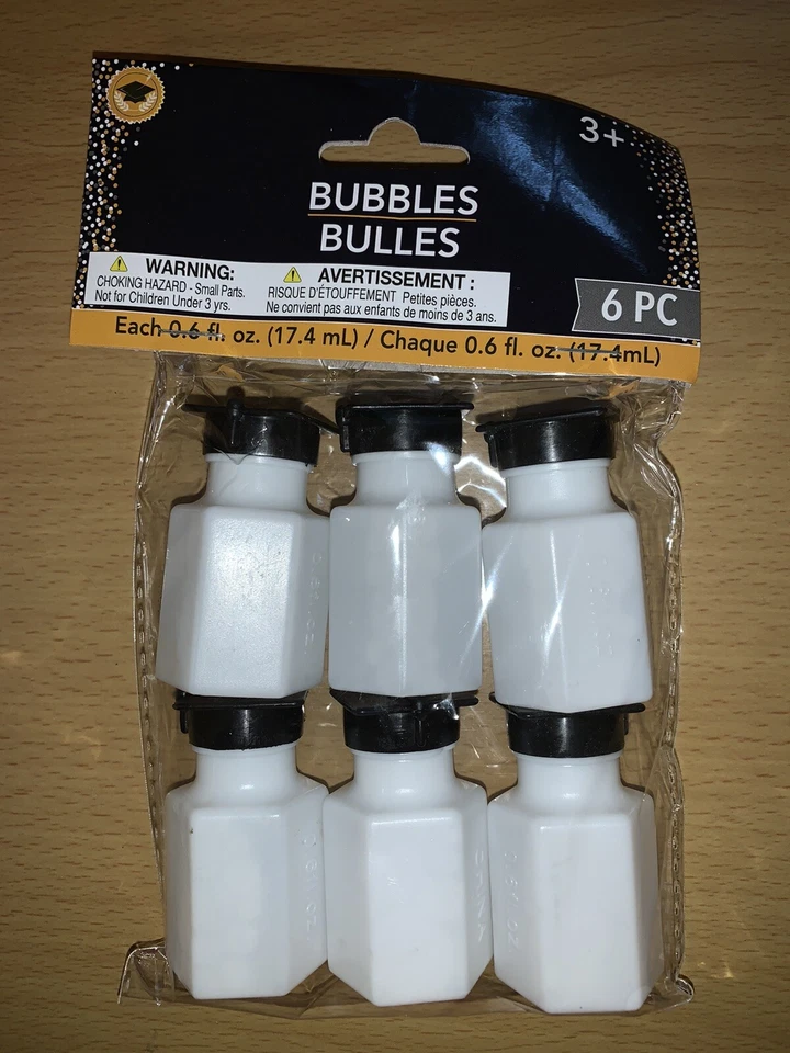 Graduation Décor Favors Bubbles in Bottles w Caps & Tassels, 6 Bottles - Image 1 of 1