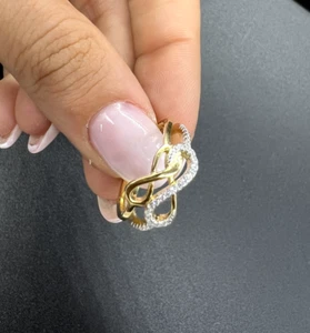 Anello Infinito ARGENTO Dorato 925°°° con Pietre Sintetiche - Foto 1 di 6
