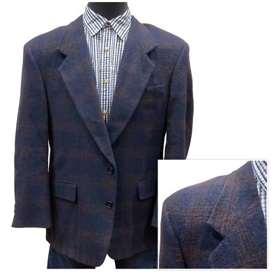 Blazer 42R Traje Abrigo Chaqueta Deportiva Hombre’s Glen Cuadros Azul Óxido Rojo Marrón Foto 1 de 4