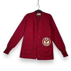 Vintage 50s Sherman Oaks High School Unisex Small Red Letterman Cardigan Sweater - Picture 1 of 7