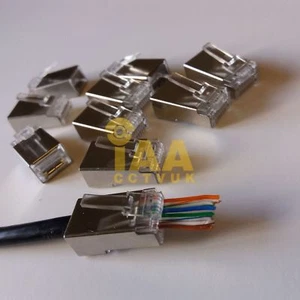 EZ RJ45 Cat6 Crimp Modular Steckverbinder Netzwerkkabel FTP geschirmt Crimp Ideal - Bild 1 von 4