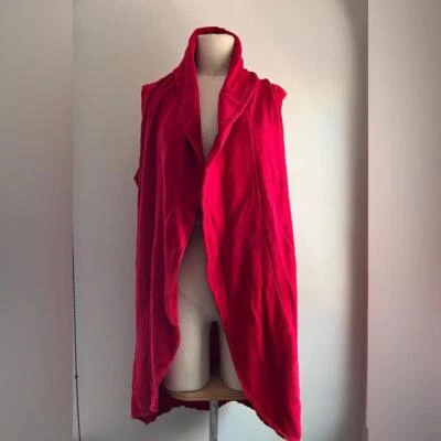 Bryn Walker Rojo Vellón Frente Abierto Largo Sin Mangas Bambú Chaleco Cárdigan Talla Pequeña Foto 1 de 4