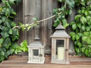 Laterne 2 Mod Windlicht Lampe Kerze Deko Landhaus Shabby Herbst Beleuchtung - Bild 1 von 11