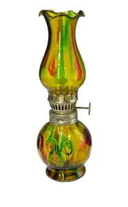 VINTAGE MULTICOLOURED  GLASS PIXIE /FAIRY STYLE OIL LAMP MADE IN HONG KONG - Picture 1 of 7