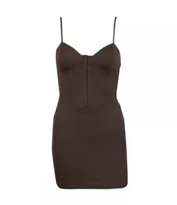 Wild Fable Women's Sleeveless Corset Mini Knit Bodycon Dress Dark Brown, XS - Picture 1 of 5