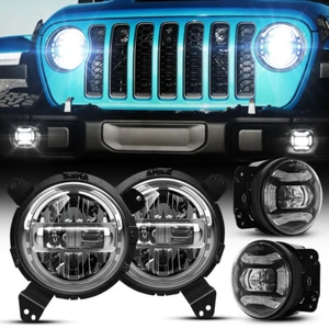 Brightest Halo LED Headlight Fog Lamp Kits for Jeep Gladiator Rubicon 2020-2024 - Picture 1 of 12