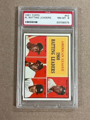 Topps A.L. 1961 Batting Leaders Minoso #42 calificado PSA 8 casi nuevo-como nuevo Foto 1 de 2