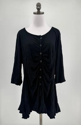 Camiseta deportiva negra para mujer Joe Browns manga 3/4 abotonada Lagenlook talla US 18 Foto 1 de 4