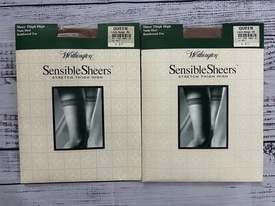 Worthington Sensible Sheers Lote de 2 Queen Beige Claro Elastizado Muslo Hasta NUEVO Foto 1 de 4