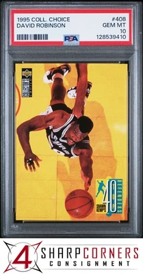 1995 COLLECTOR'S CHOICE #408 DAVID ROBINSON SPURS HOF PSA 10 - Image 1 of 2