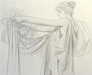 Leyendecker style female drawing academic art deco greek roman goddess - Picture 1 of 4