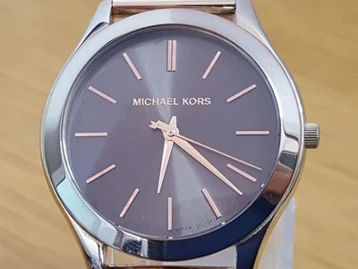 Mens Ladies Luxury Rose-Gold Michael Kors MK3181 Slim Runway Bronze Face Watch - Image 1 of 4