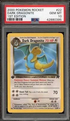 Pokemon Dark Dragonite Team Rocket 1st Edition NON Holo Rare #22 PSA 10 - Image 1 of 2