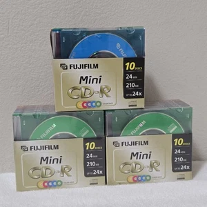 Lot of 3 - 10 Pack Fujifilm Mini Color Discs CD-R 210MB 24X Write Spd w/ Cases - Picture 1 of 6