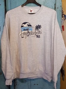Neu ohne Etikett Vintage "Authentic Long Beach Island NJ" gefüttertes Langarm-Sweatshirt für Herren 2X - Bild 1 von 5