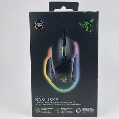 New Razer Basilisk V3  Customizable Ergonomic Wired Gaming Mouse (Black) Sealed - Image 1 of 4