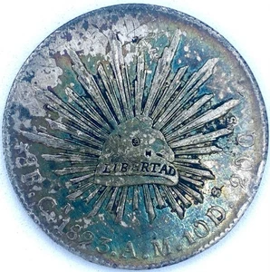 1893 Mexican 8 Reales Chop-mark Toned Culiacan Mint - Bild 1 von 2