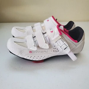 Louis Garneau Women's White/Pink Cycling Shoes Sz 8  - Picture 1 of 9